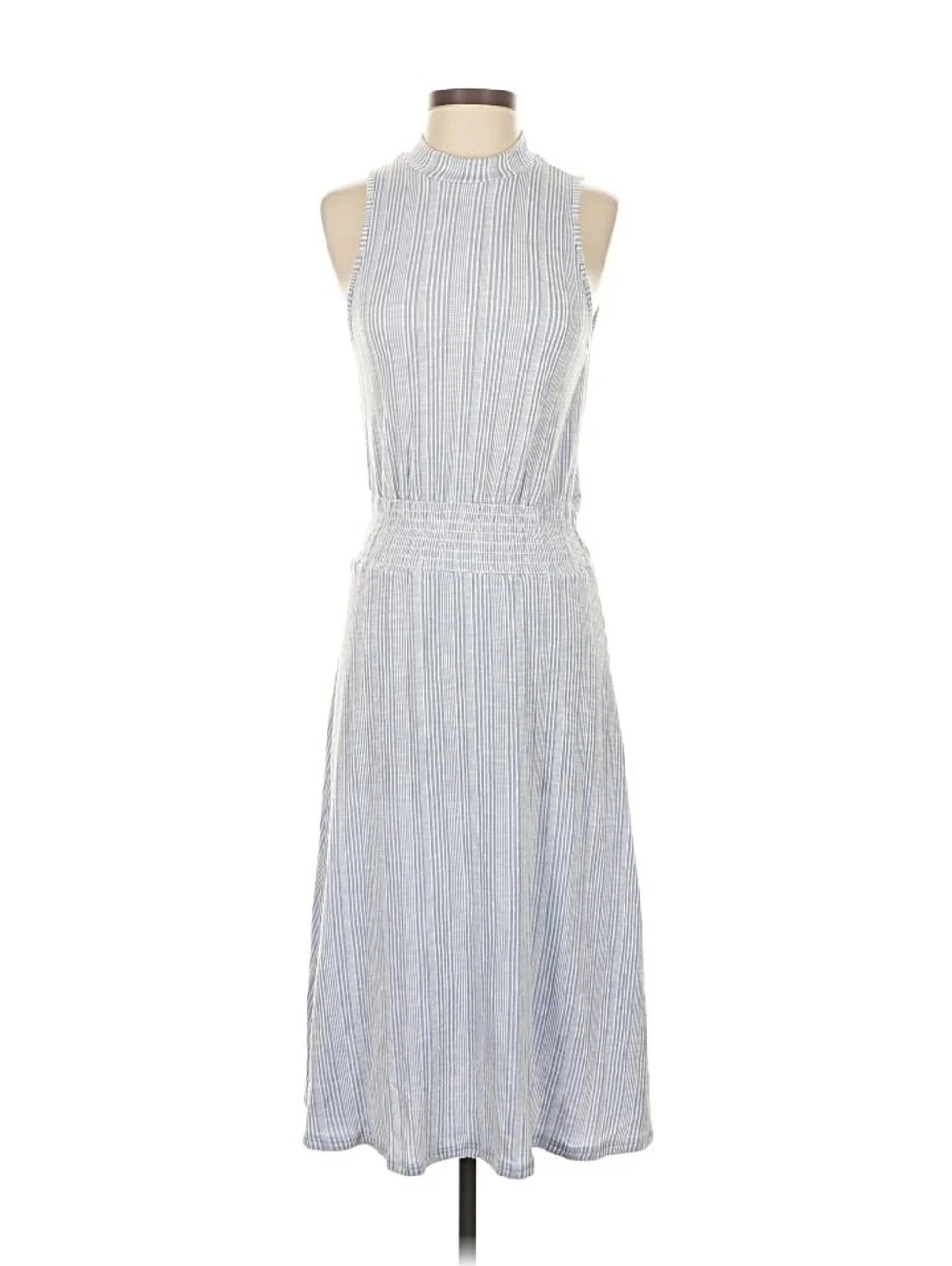 Caution to the Wind Women's Small Gray Ribbed Mock Neck Dress